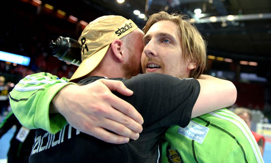 Thomas Forsberg, målvakt, Sävehof, jubel. Svenska