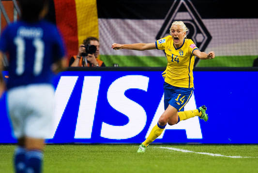 Josefine Öqvist, Sverige, jubel, 1-0