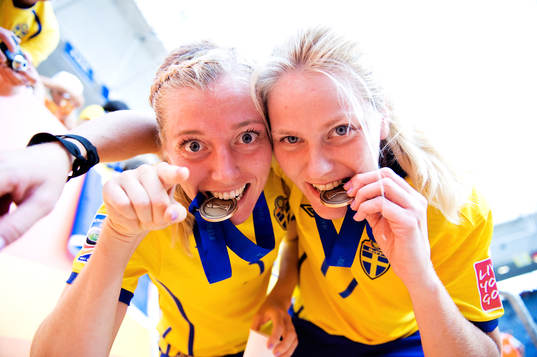 Linda Sembrant, Lisa Dahlkvist, Sverige, jubel. VM-Brons,