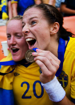 Lotta Schelin, Sverige, jubel, glädje, VM-Brons, brons,