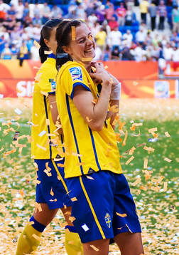 Lotta Schelin, Sverige, jubel, glädje, VM-Brons, brons