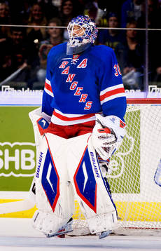 Henrik Lundqvist, målvakt, New York Rangers, hoppar
