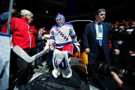 Henrik Lundqvist, målvakt, New York Rangers, gör entré