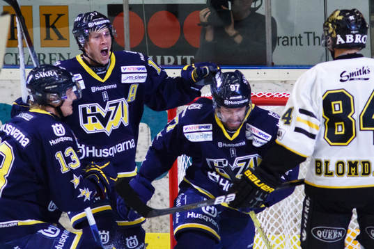 Oscar Sundh, HV71, Andreas Falk och Per Ledin jubel