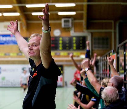 Magnus Johansson, tränare Sävehof, jubel