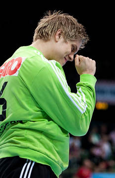 Peter Johannesson, målvakt Sävehof, jubel