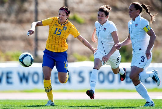 Therese Sjögran, Sverige, Kelly O'Hara, Christine Rampone,
