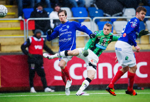 Jakob Olsson, GAIS, skjuter in 1-1
