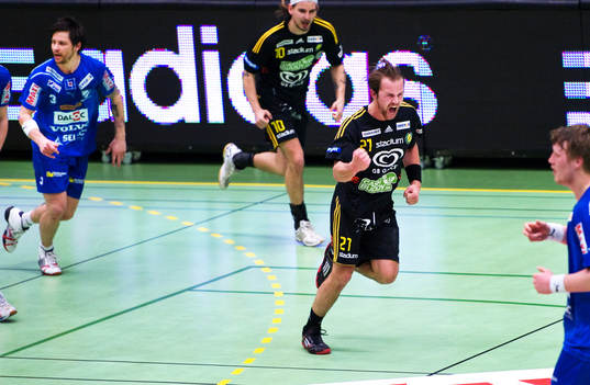 5, Sävehof - Skövde: Tobias Albrechtson, Sävehof, jubel