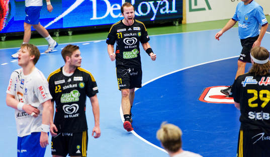 5, Sävehof - Skövde: Tobias Albrechtson, Sävehof, jubel