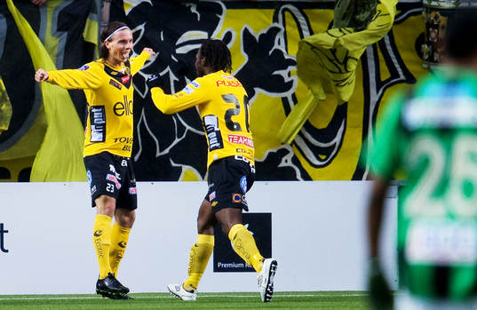 Niklas Hult, Amadou Jawo, Elfsborg, jubel. 2-1