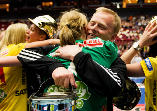 Cecilia Grubbström, målvakt, Magnus Johansson, tränare