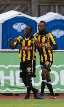 Abdul Majeed Waris,  Häcken, gör 3-0, jubel René