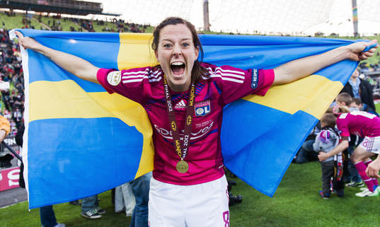 Lotta Schelin, Olympique Lyonnais, jubel, glädje