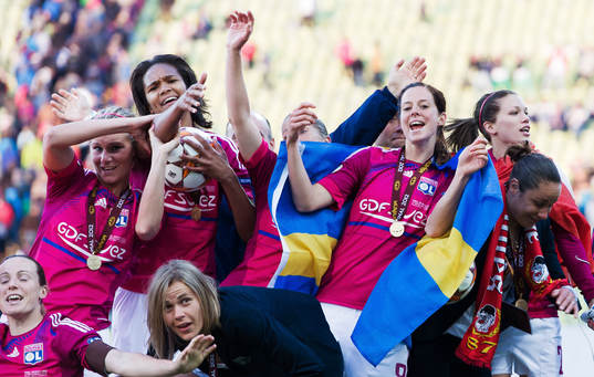 Lotta Schelin, Olympique Lyonnais, jubel, glädje