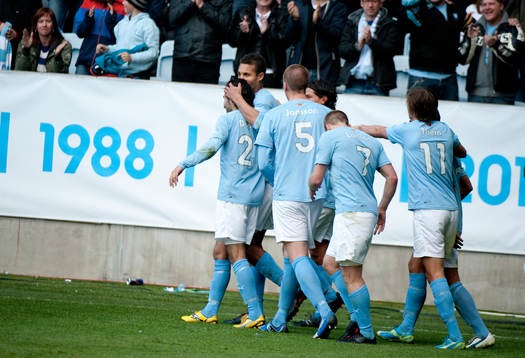 Mathias Ranégie, Malmö nickar in 1-0. Jubel