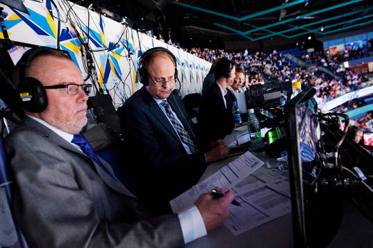 Leif Boork och Lasse Granqvist kommenterar för TV4 / Canal