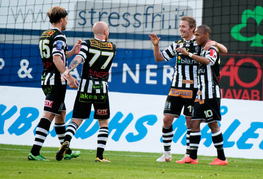 Fredrik Olsson, Landskrona, gör 4-1. Jubel