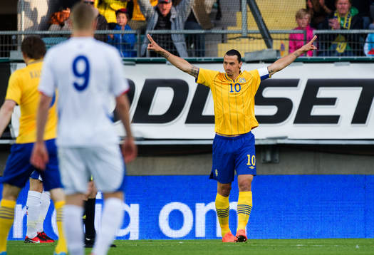 Zlatan Ibrahimovic, Sverige, gör 1-0, jubel