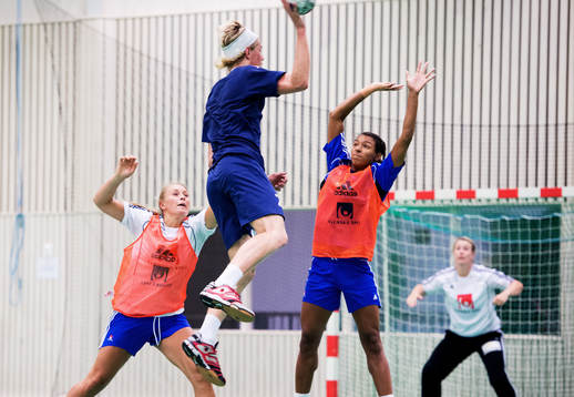Isabelle Gulldén, Jamina Roberts, Sverige, försvarar mot
