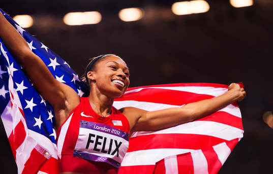 Allyson Felix, USA, vinner guld