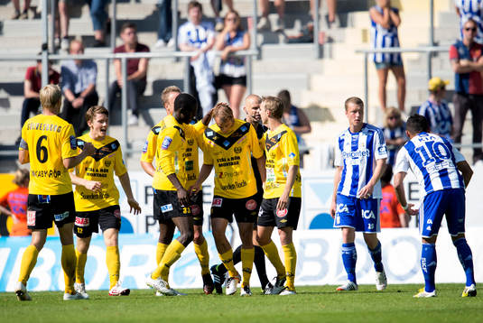 Pär Ericsson, Mjällby, gör 1-1 men jublar inte