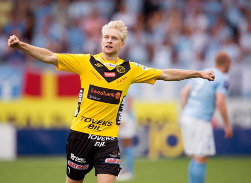 Johan Larsson, Elfsborg, gör 1-0. Jubel