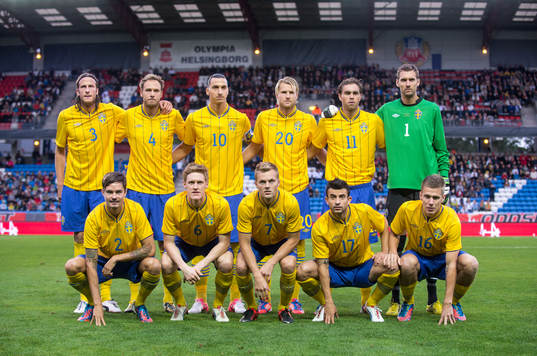Startelvan. Bak fr.v. Jonas Olsson, Andreas Granqvist,