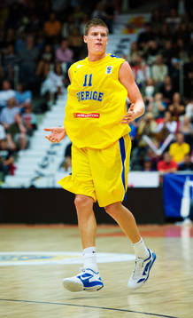 Jonas Jerebko, Sverige, gestikulerar mot domaren