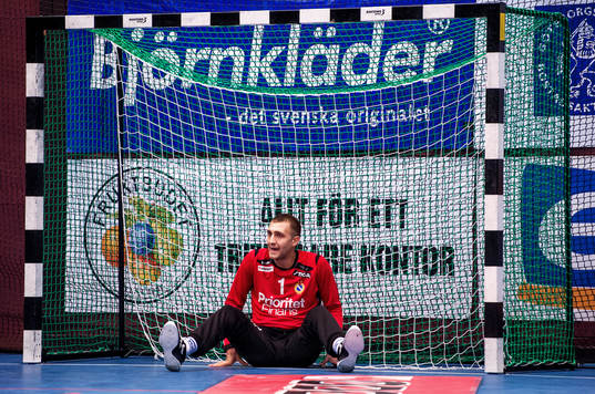 Vladimir Abadzic, målvakt, Redbergslid, deppar i målet