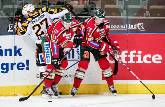 Mikael Johansson och Christian Bäckman, Frölunda, tar
