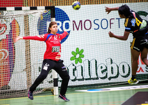 Nathalie Wingemo, målvakt, Eslöv, gör sig redo att ta en
