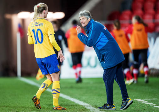 Fotboll, Damlandslaget, Träningslandskamp, Sverige -