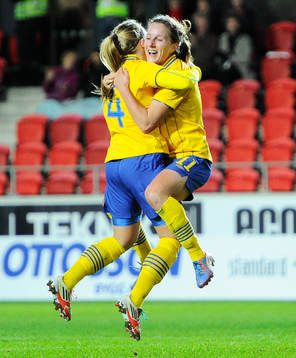 Fotboll, Damlandslaget, Träningslandskamp, Sverige -
