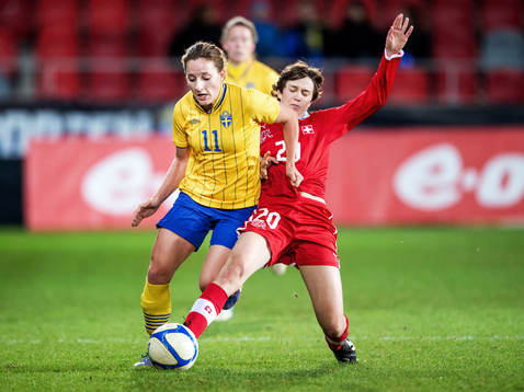 Fotboll, Damlandslaget, Träningslandskamp, Sverige -