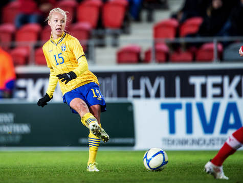 Fotboll, Damlandslaget, Träningslandskamp, Sverige -