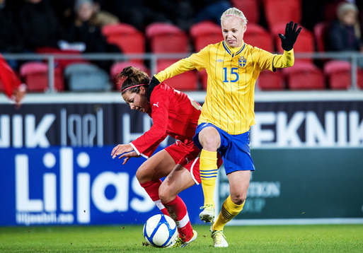 Fotboll, Damlandslaget, Träningslandskamp, Sverige -