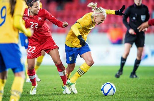Fotboll, Damlandslaget, Träningslandskamp, Sverige -