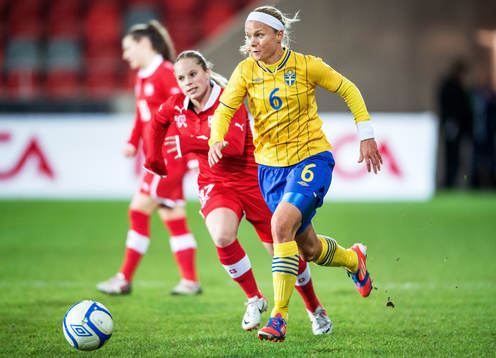 Fotboll, Damlandslaget, Träningslandskamp, Sverige -
