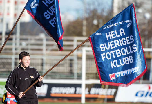 Flagga med texten, Hela Sveriges fotbollsklubb