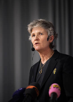Pia Sundhage, förbundskapten damlandslaget, presenterade