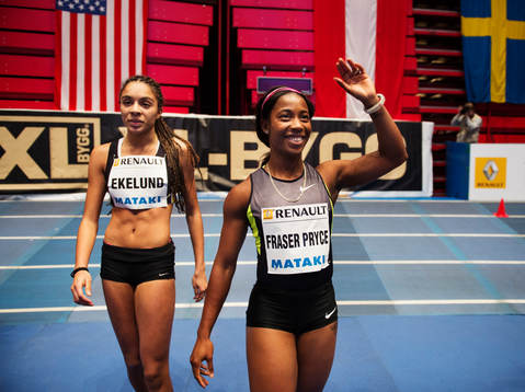 Irene Ekelund, Sverige, och Shelly-Ann Fraser-Pryce, Jamaica