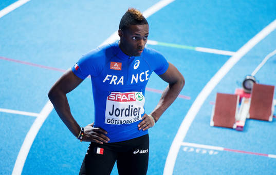 Thomas Jordier, Frankrike, innan starten på 400m