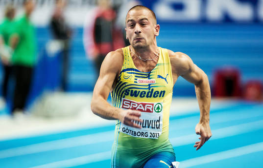 Stefan Tärnhuvud, Sverige, i kvalloppet på 60m