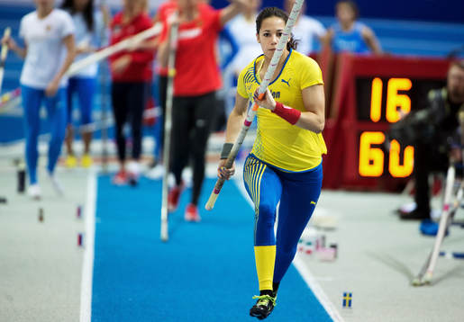 Angelica Bengtsson, Sverige, springer mot ribban i kvalet