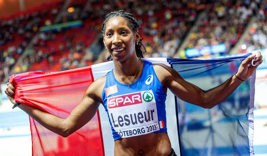 Éloyse Lesueur, Frankrike, vinner EM-silver i längdhopp