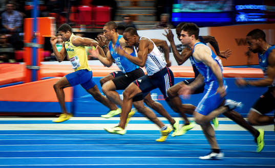 Odain Rose, Sverige, för en bra start i finalen på 60m,