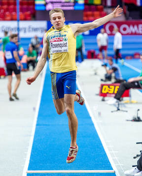 Fabian Rosenquist, Sverige, hoppar längdhopp i herrarnas