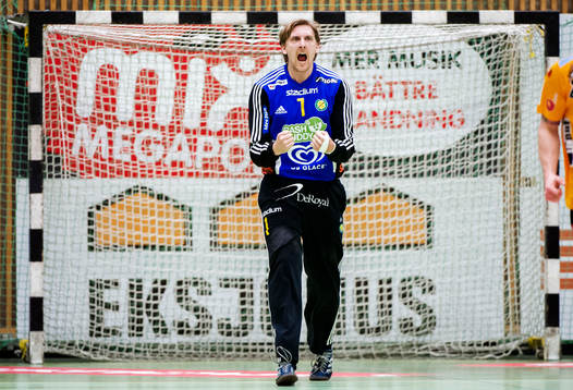 Thomas Forsberg, målvakt, Sävehof, jublar