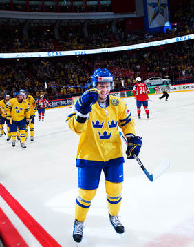 Sveriges Elias Fälth jublar